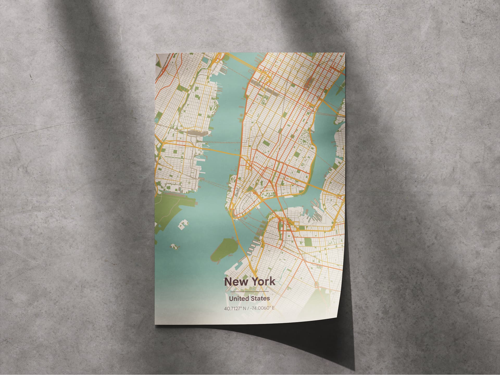 Custom New York map poster mockup
